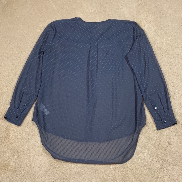 Madewell Medium Sheer Polka Dot Button Up Grey Blue Blouse - Picture 8 of 8